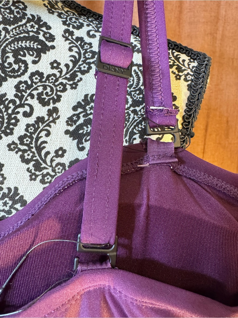 DKNY Purple Ruched One-Piece Swimsuit NWT size XL - Picture 5 of 6